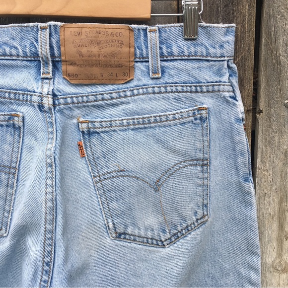 Levi’s Vintage 90’s 550 Relaxed Fit Orange Tag Jean Blue 34 - Picture 10 of 16